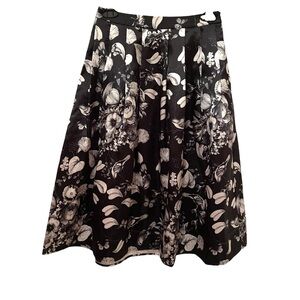 Jealous Tomato Women’s Full Skirt Floral Bird Butterflies Black White Size Small